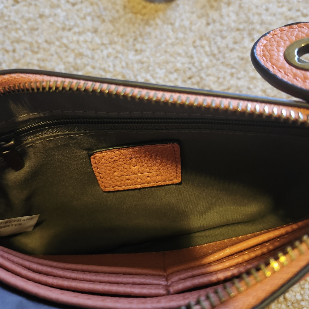 Joy Susan Dark Coral/Rust Textured Leather Wristlet Clutch - Picture 7 of 9